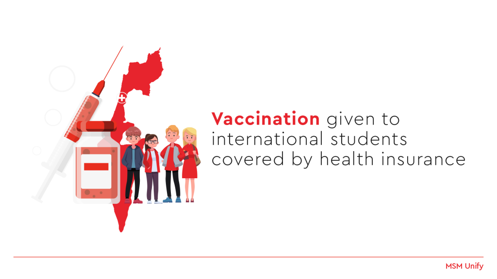 Vaccination given to international students covered by health insurance