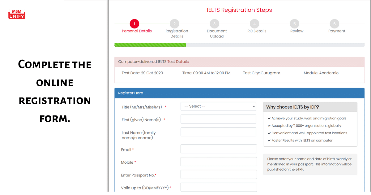 IELTS application form 3